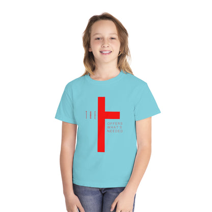 Youth T-Town Christian Red Letters & Cross