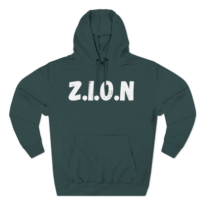 Zion Hoodie White Words & Image