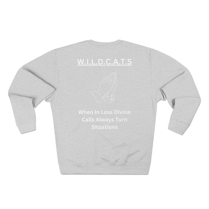 Wildcats Christian White Letters & Picture Crewneck