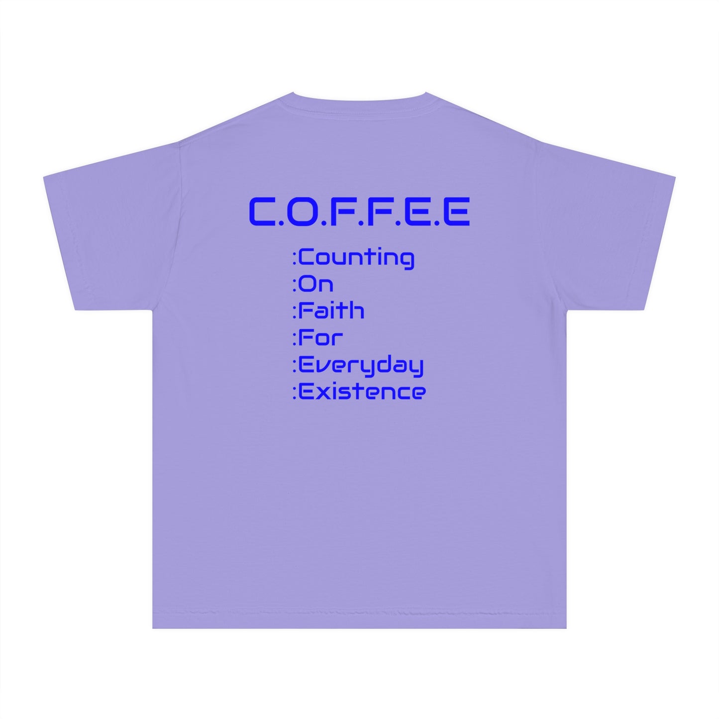 Youth Adult Coffee Christian Blue Words Only