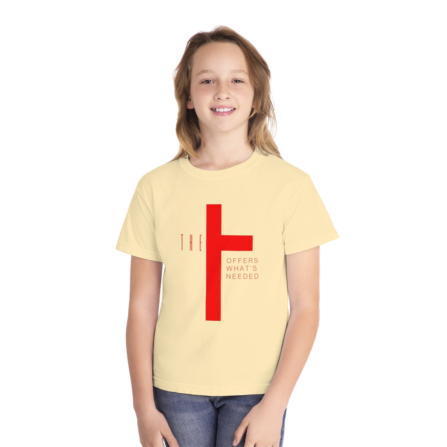 Youth T-Town Christian Red Letters & Cross