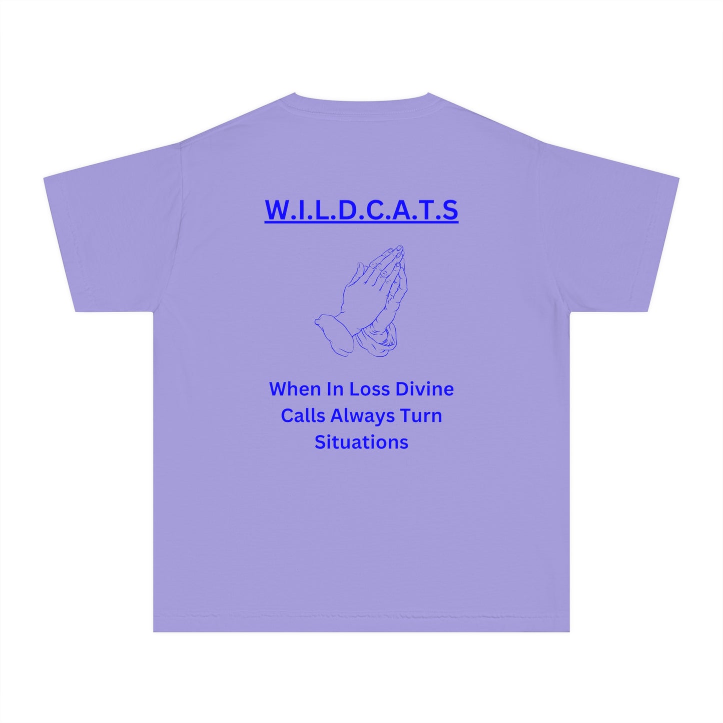 Youth Wildcats Christian Blue Letters & Picture