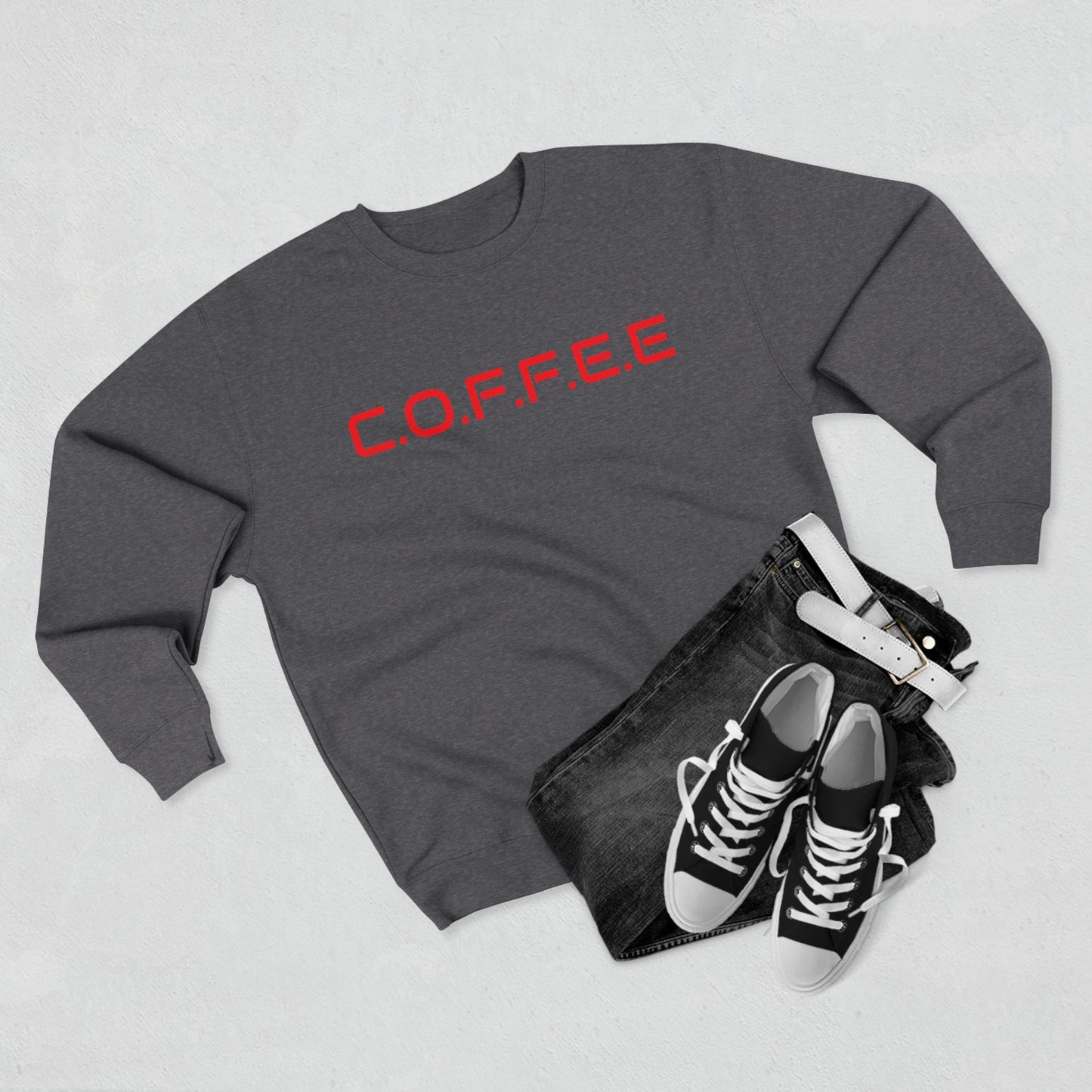 Adult Coffee Christian Red Words Only Crewneck