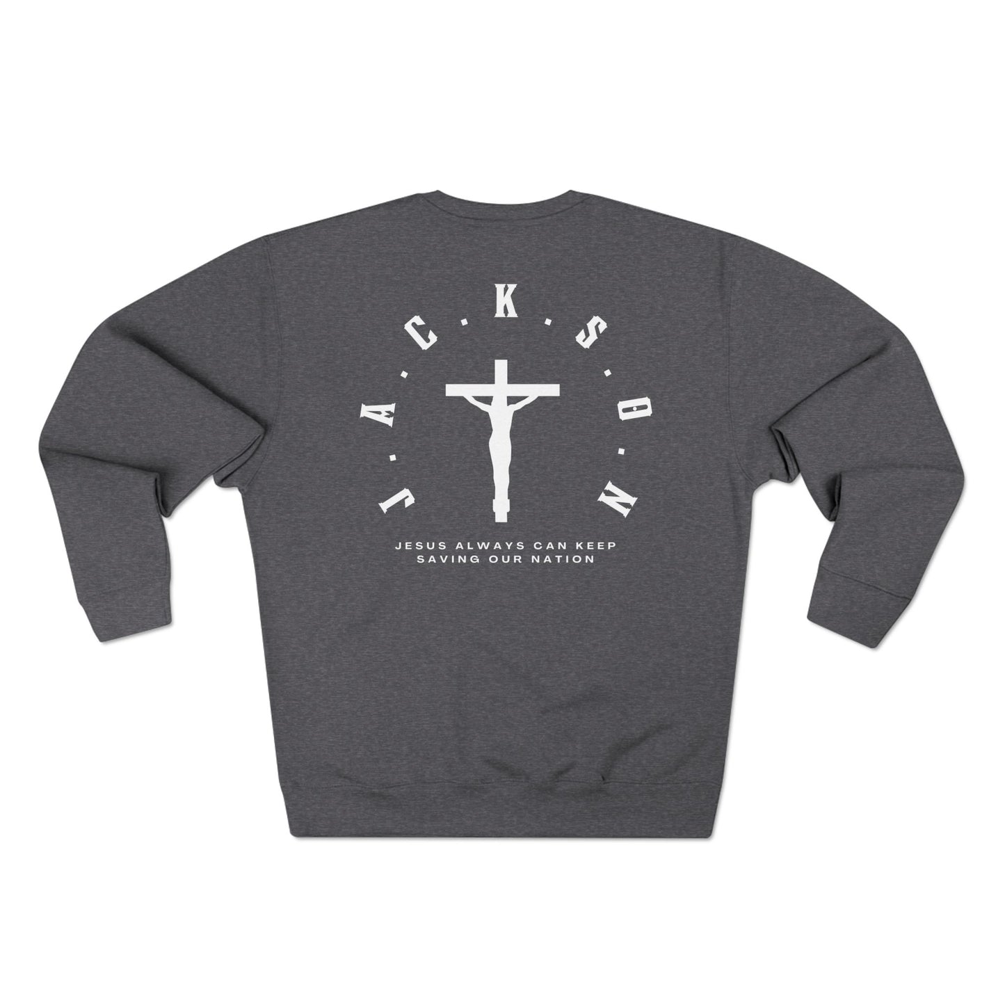 Jackson White Cross & Letters Crewneck