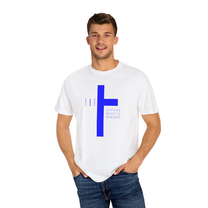 Adult T-Town Christian Blue Letters & Cross