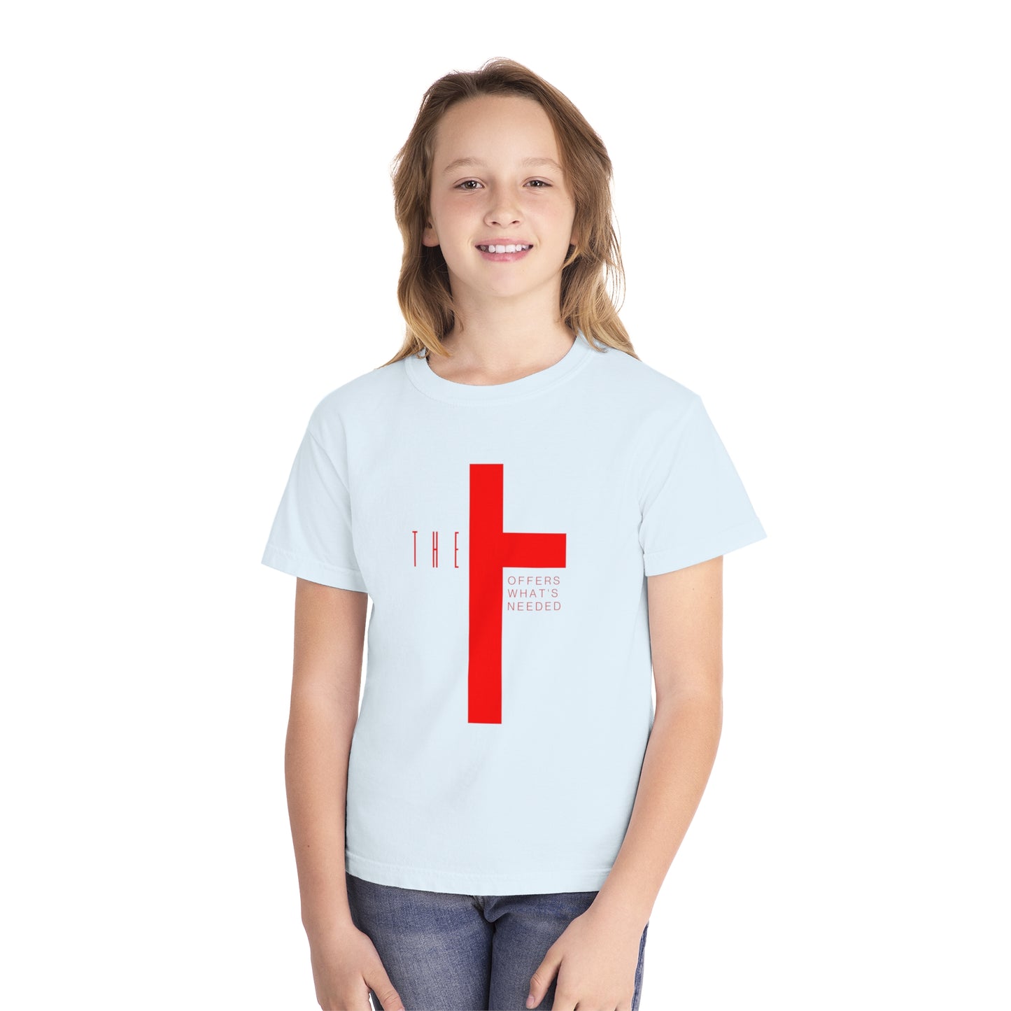 Youth T-Town Christian Red Letters & Cross