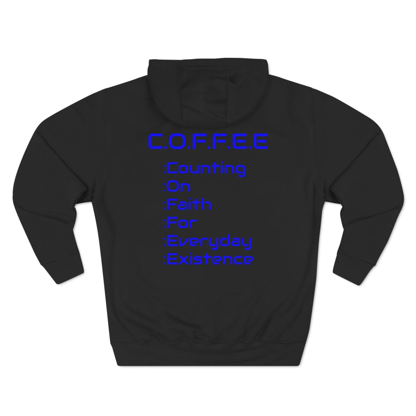 Adult Coffee Christian Blue Words Only Hoodie