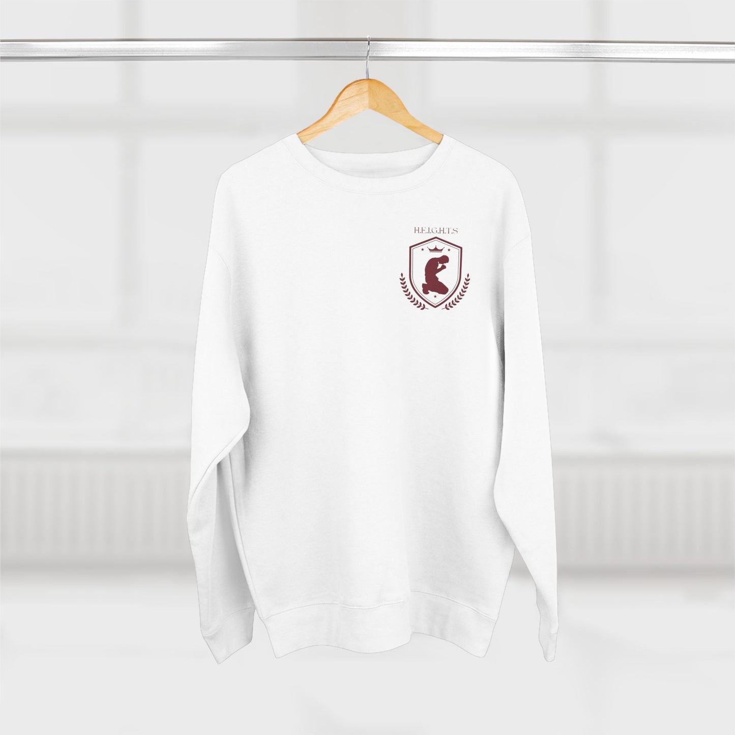 Heights Christian Marron Letters & Image Crewneck