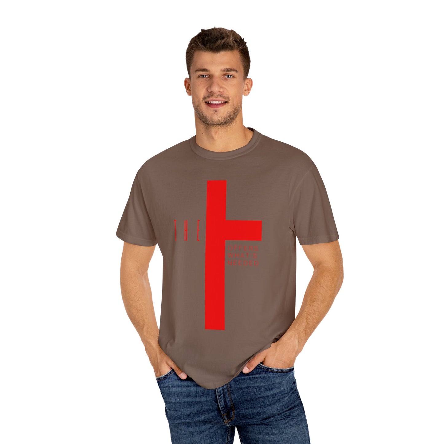 Adult T-Town Christian Red Letters & Cross