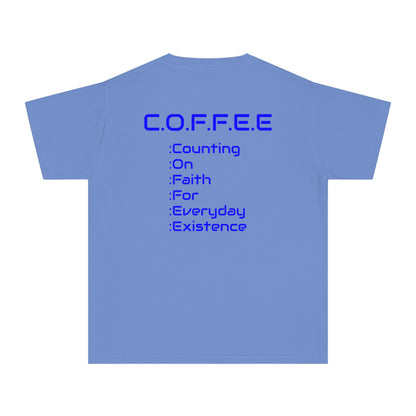 Youth Adult Coffee Christian Blue Words Only