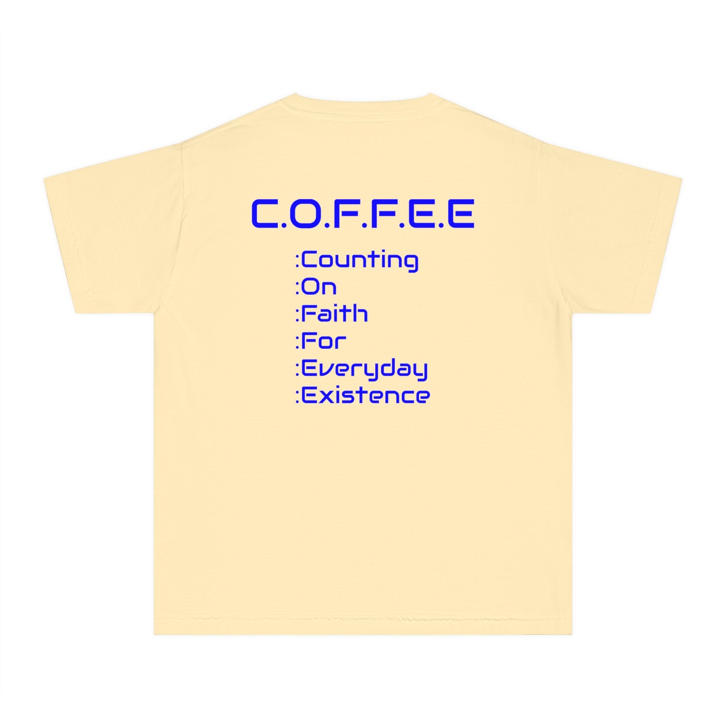 Youth Adult Coffee Christian Blue Words Only