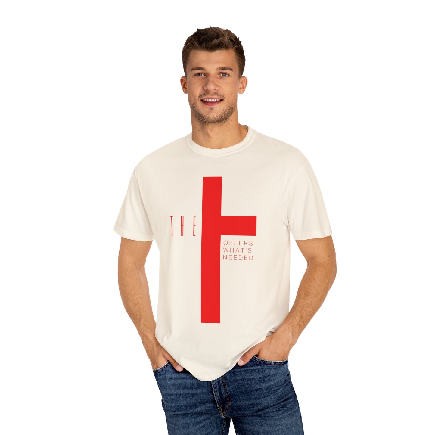 Adult T-Town Christian Red Letters & Cross