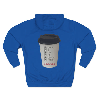 Adult Coffee Christian White Letters & Image Hoodie