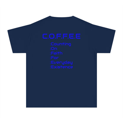 Youth Adult Coffee Christian Blue Words Only