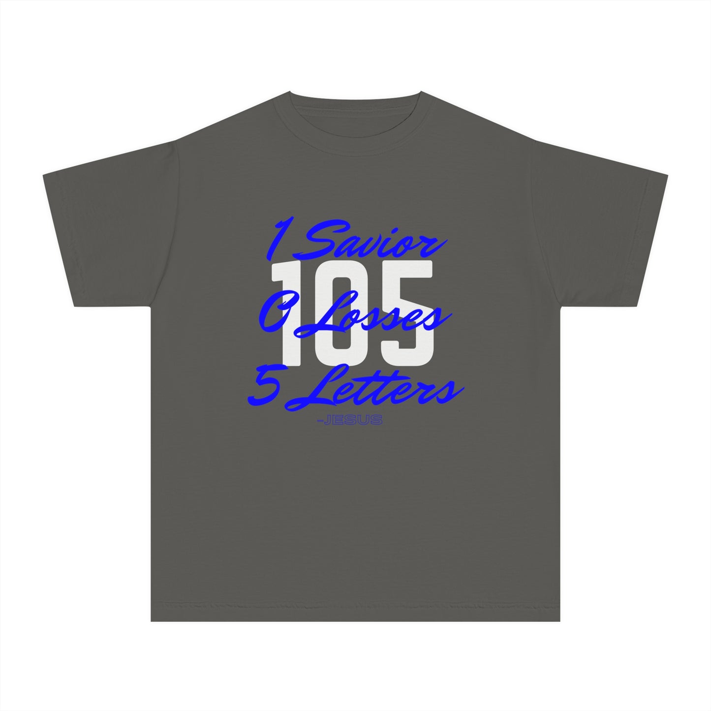 Youth 105 Christian Blue and White Letters