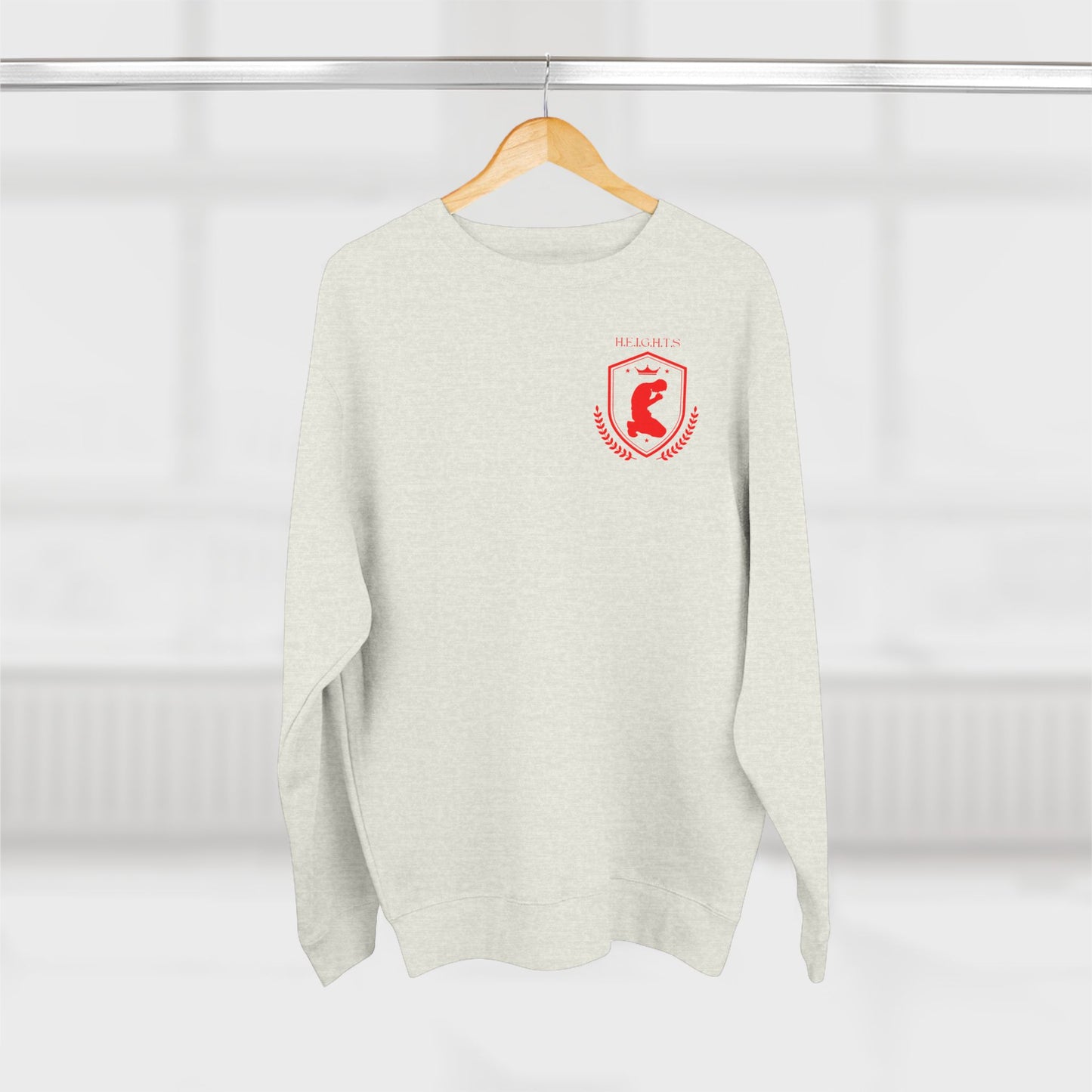 Heights Christian Red Letters & Image Crewneck