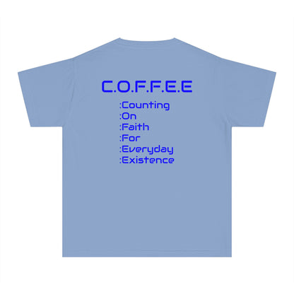 Youth Adult Coffee Christian Blue Words Only