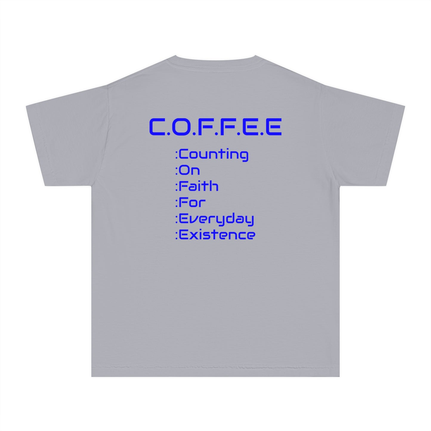 Youth Adult Coffee Christian Blue Words Only