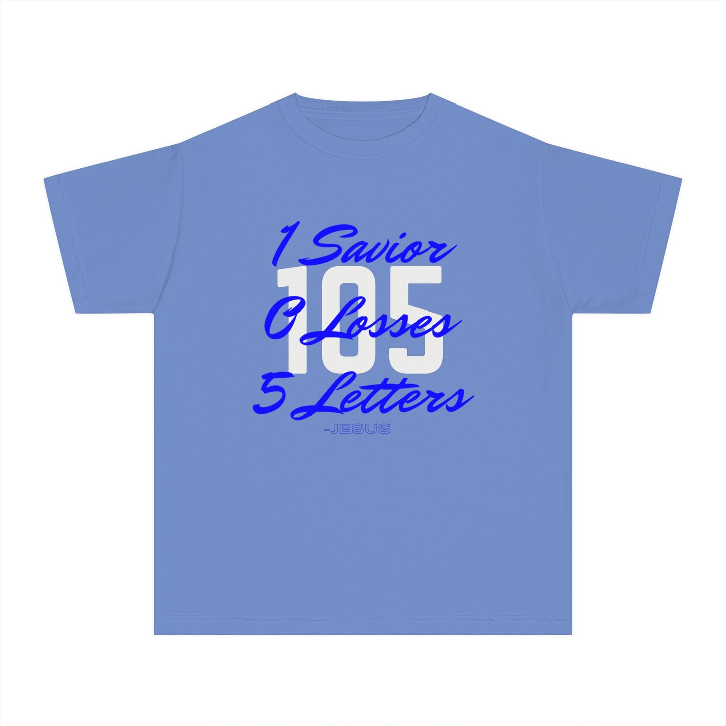 Youth 105 Christian Blue and White Letters