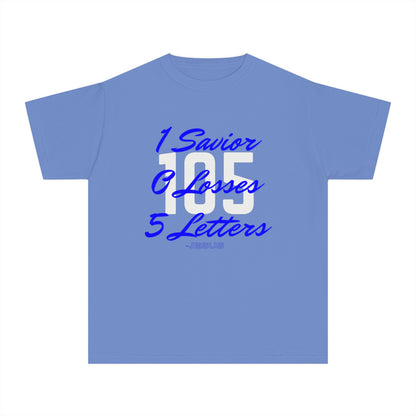 Youth 105 Christian Blue and White Letters