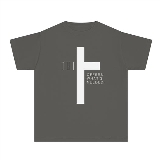 Youth T-Town Christian White Letters & Cross