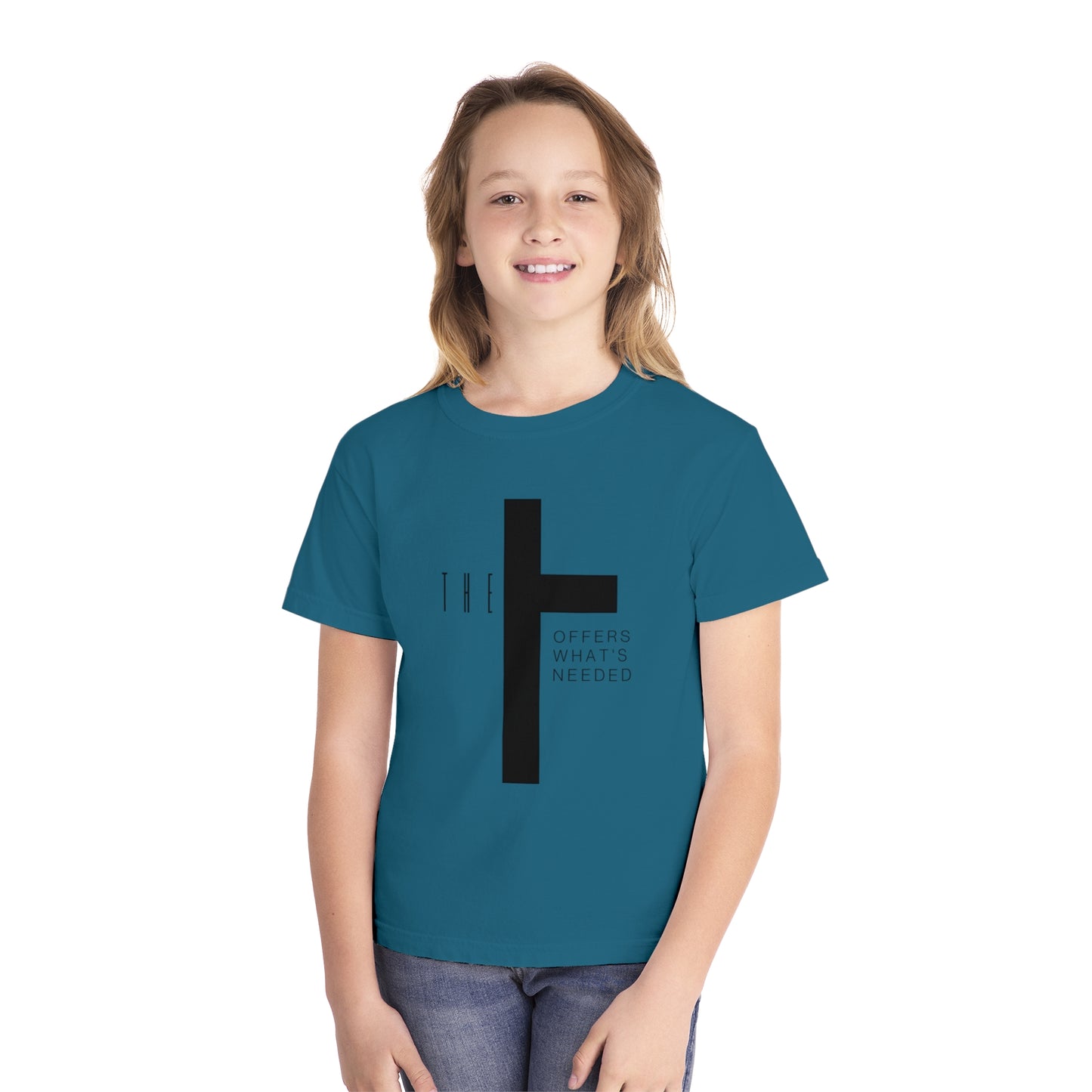 Youth T-Town Christian Black Letters & Cross