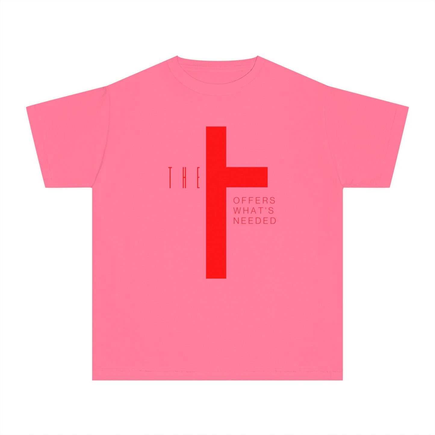 Youth T-Town Christian Red Letters & Cross