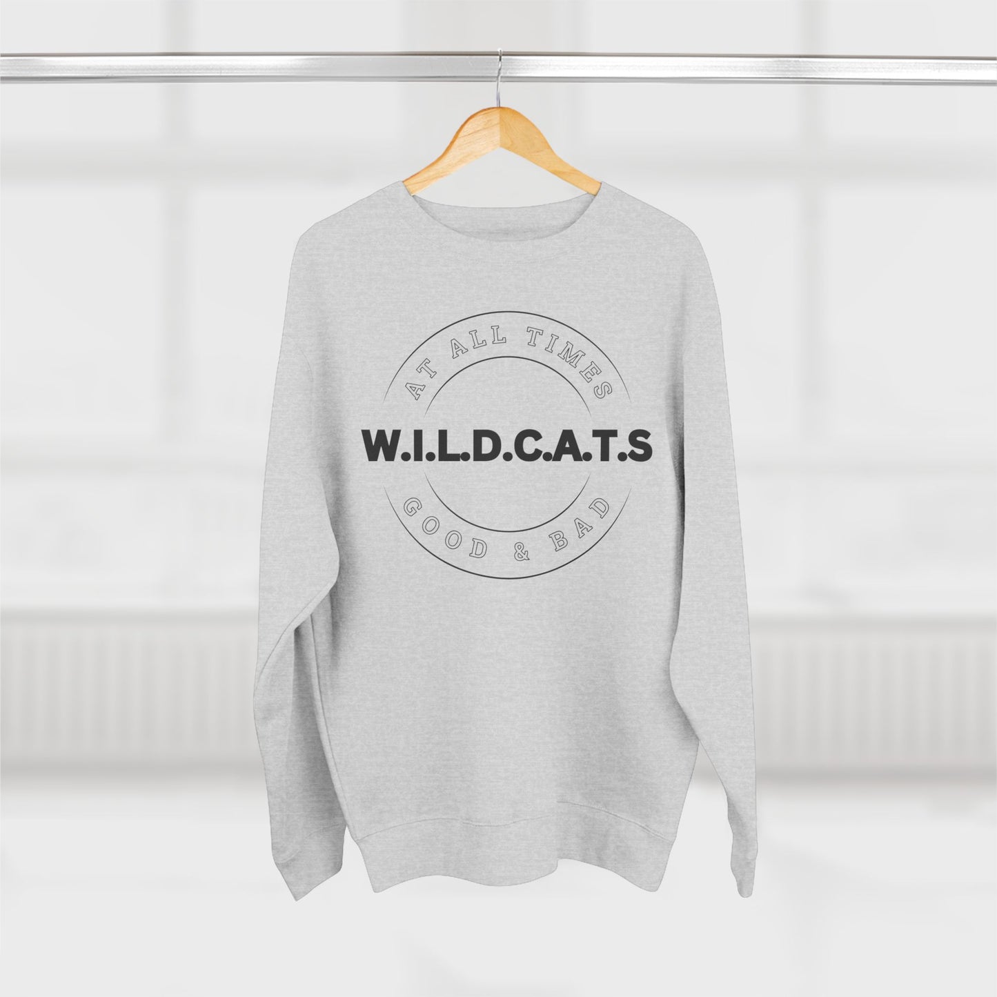 Wildcats Christian Black Letters & Picture Crewneck