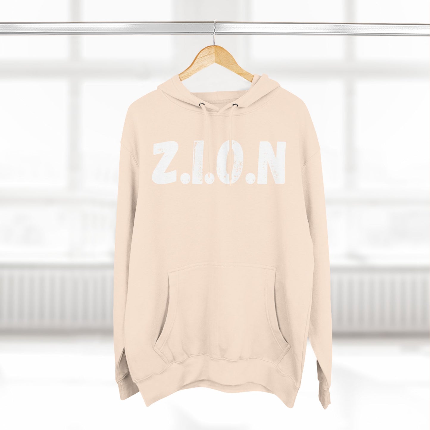 Zion Hoodie White Words & Image