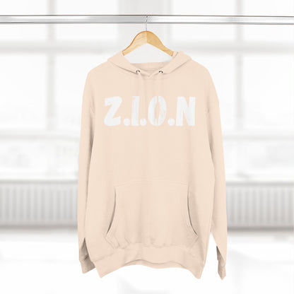 Zion Hoodie White Words & Image