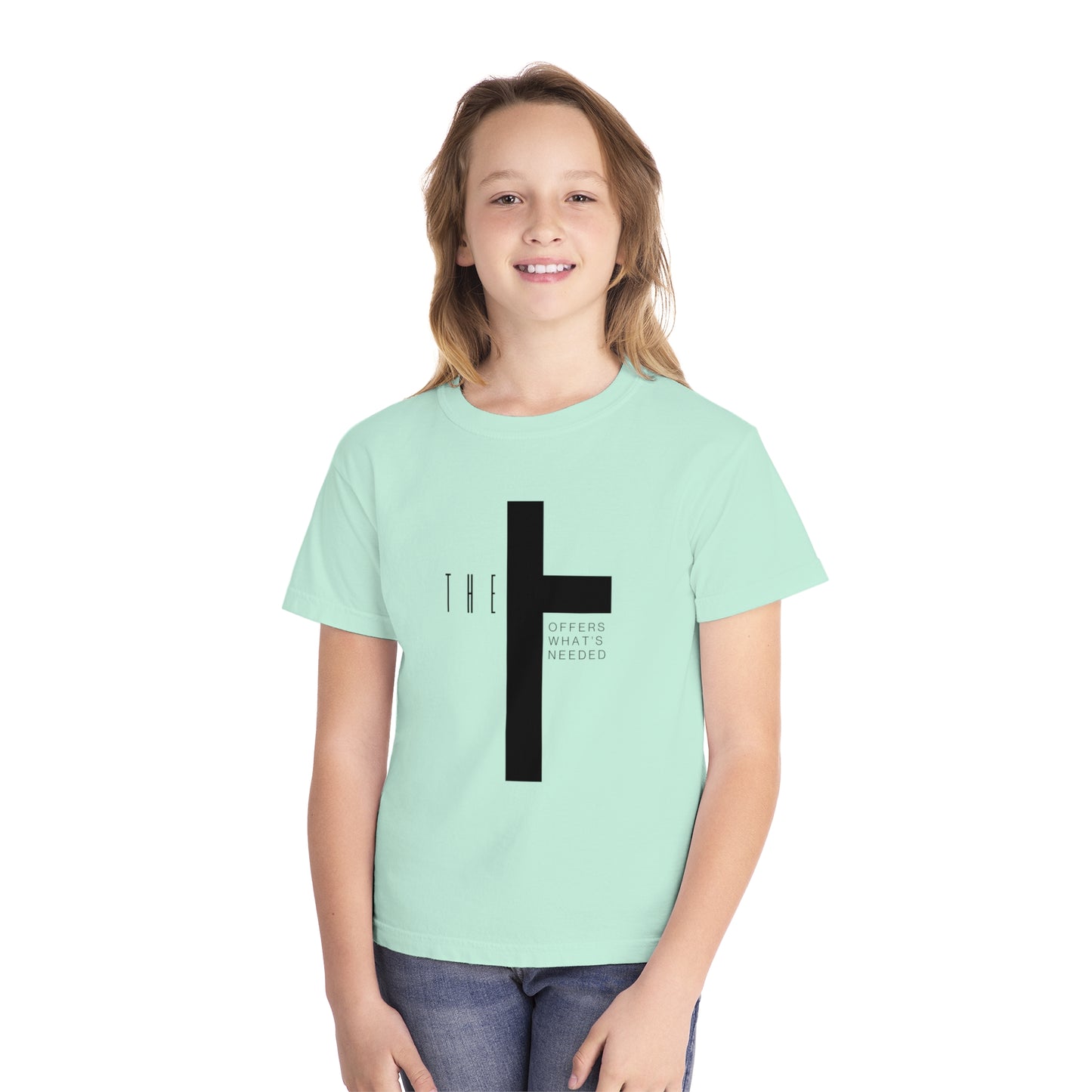 Youth T-Town Christian Black Letters & Cross