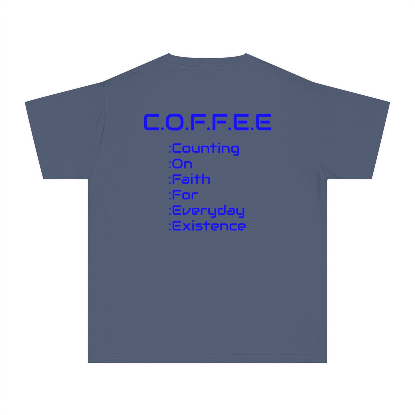 Youth Adult Coffee Christian Blue Words Only