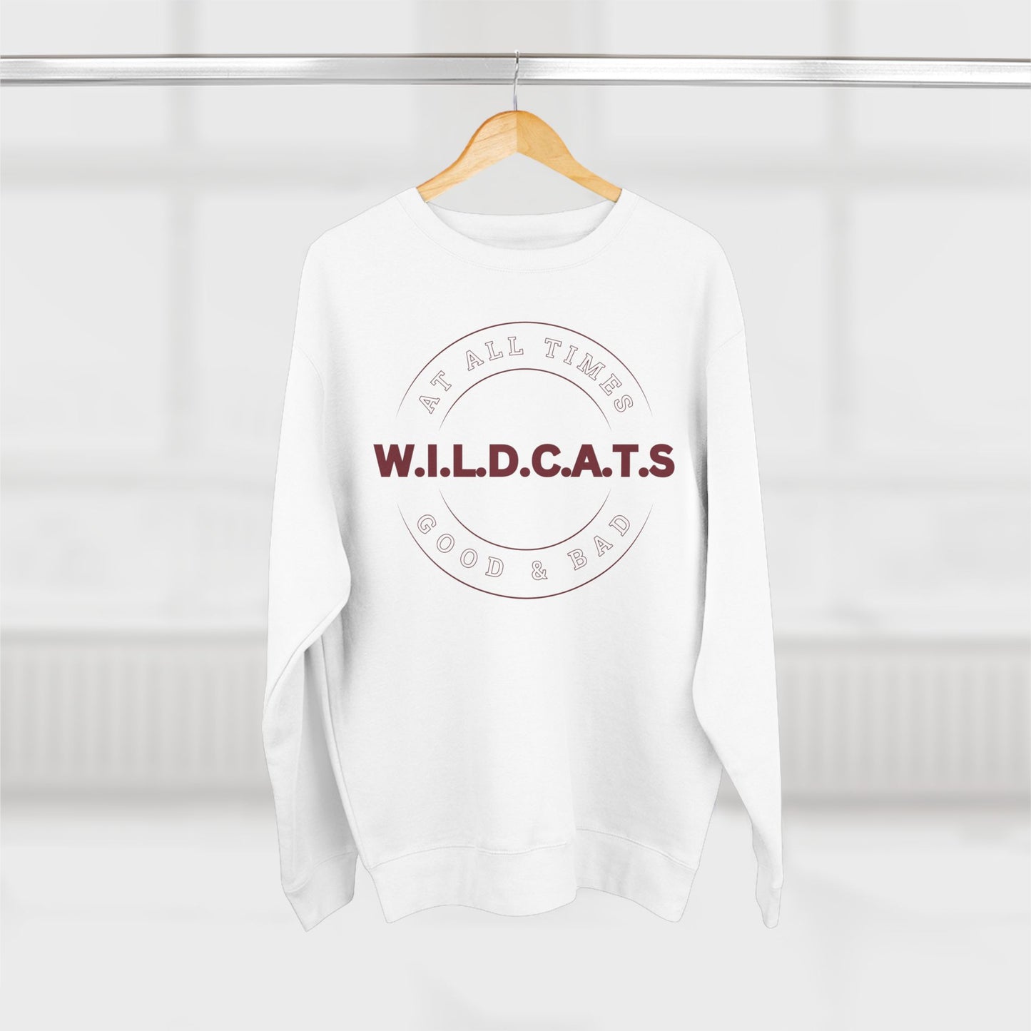 Wildcats Christian Marron Letters & Picture Crewneck