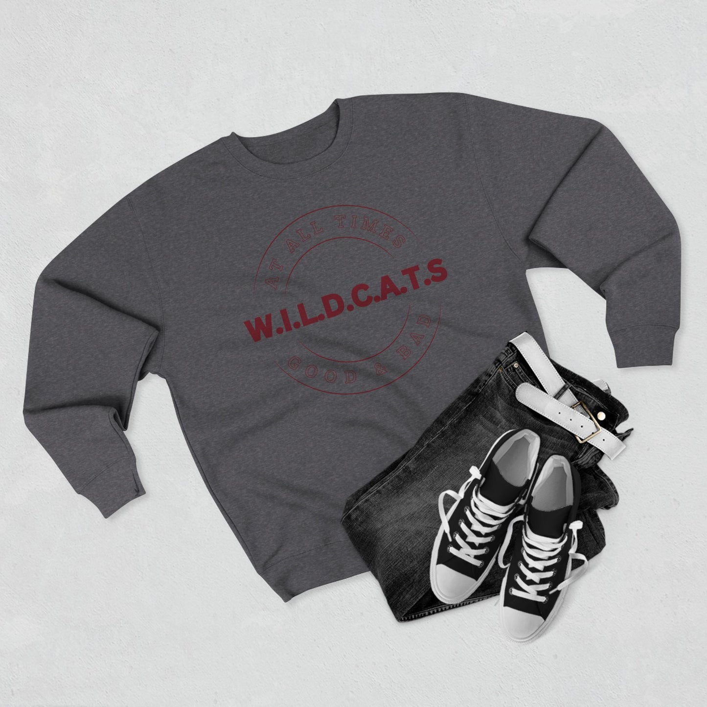 Wildcats Christian Marron Letters & Picture Crewneck