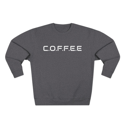 Adult Coffee Christian White Words & Image Crewneck