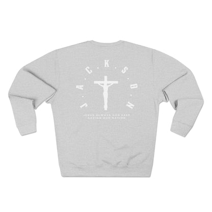 Jackson White Cross & Letters Crewneck