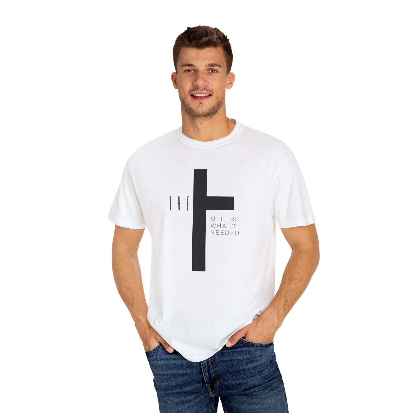 Adult T-Town Christian Black Letters & Cross