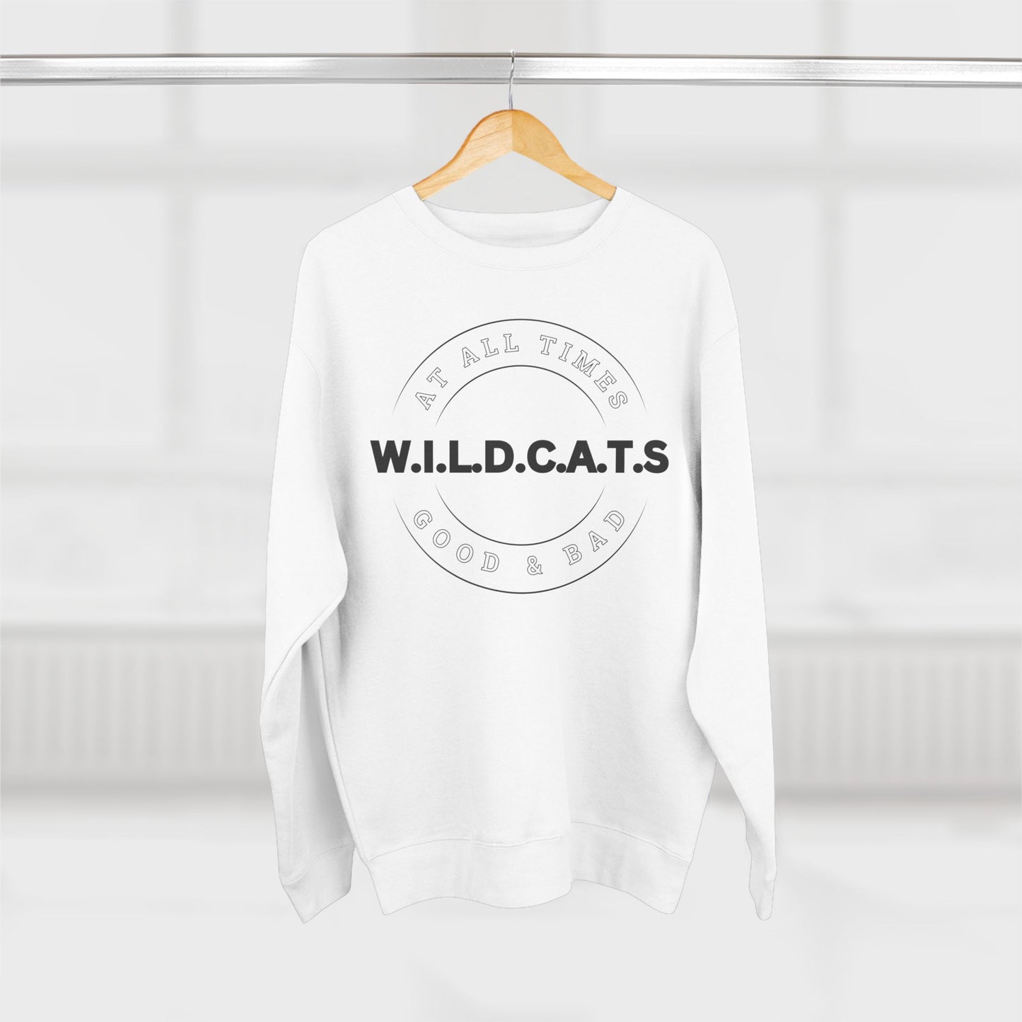 Wildcats Christian Black Letters & Picture Crewneck