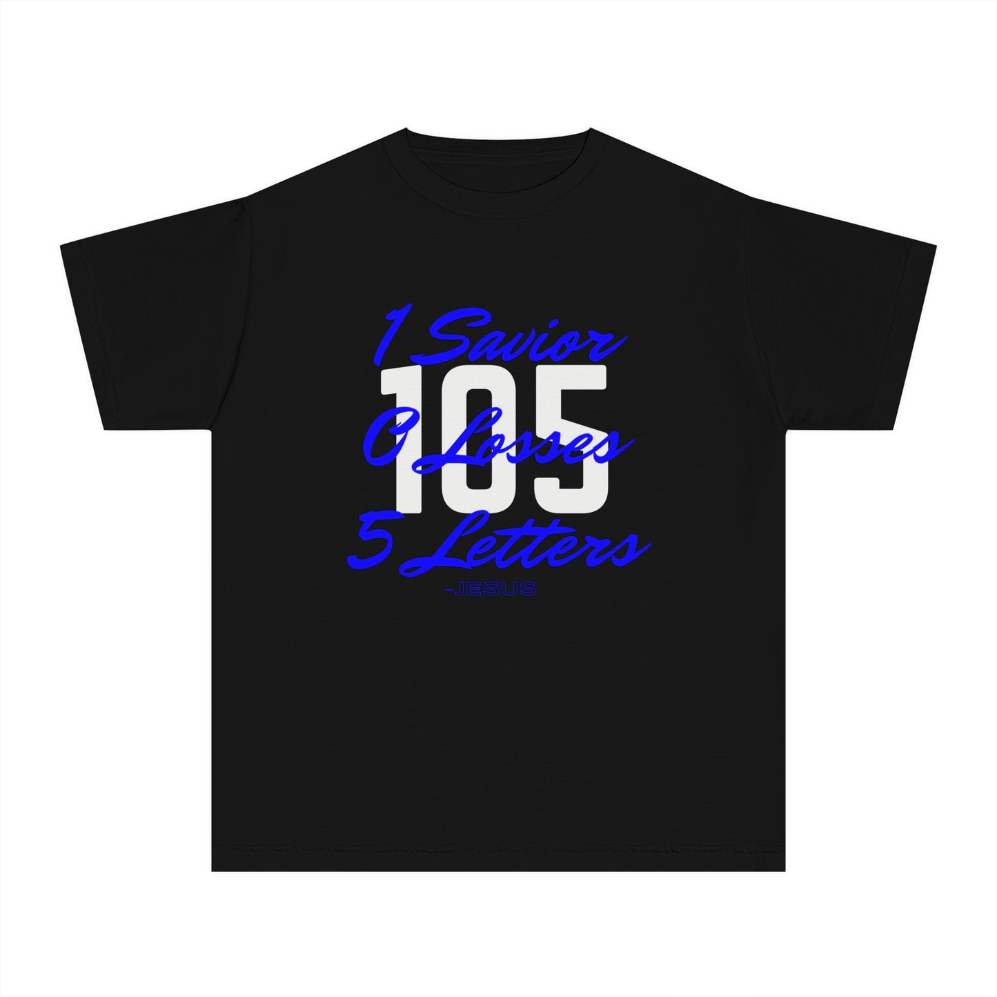 Youth 105 Christian Blue and White Letters