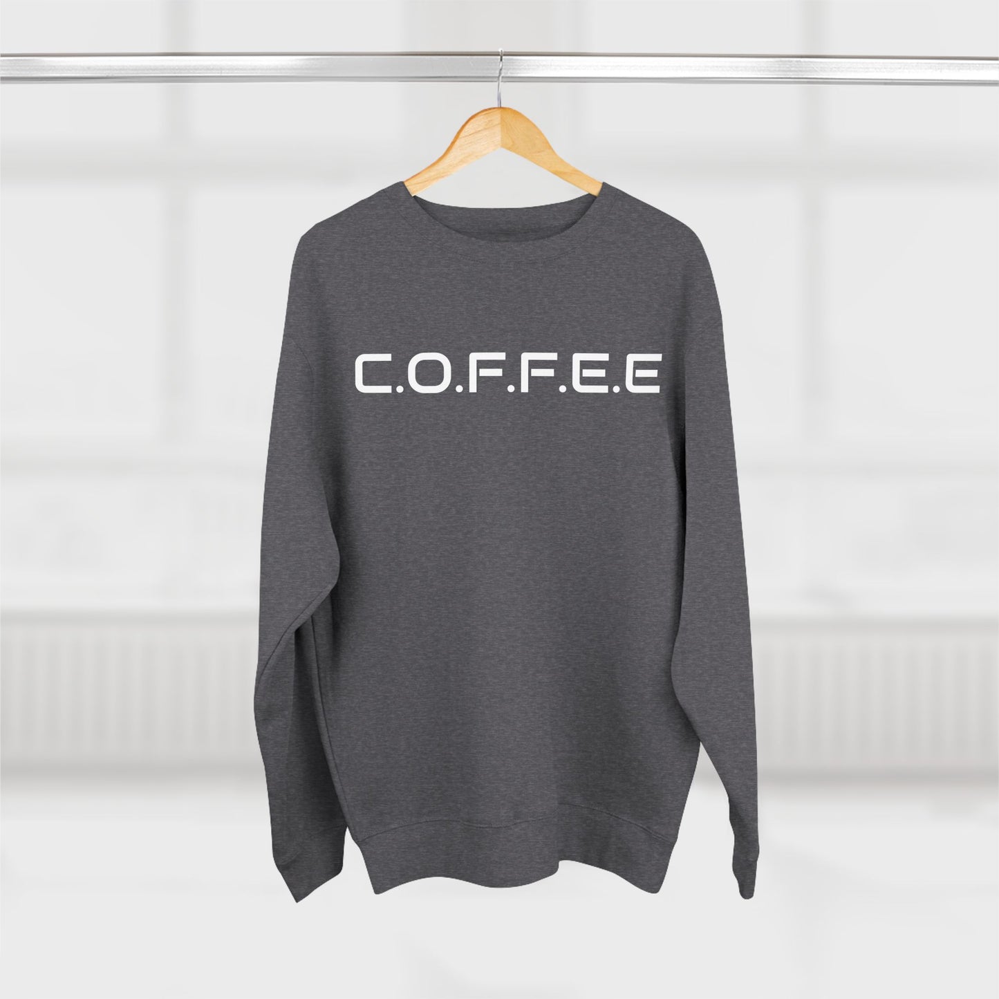 Adult Coffee Christian White Words Only Crewneck