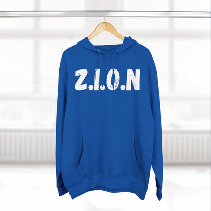 Zion Hoodie White Words & Image