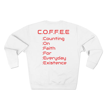 Adult Coffee Christian Red Words Only Crewneck