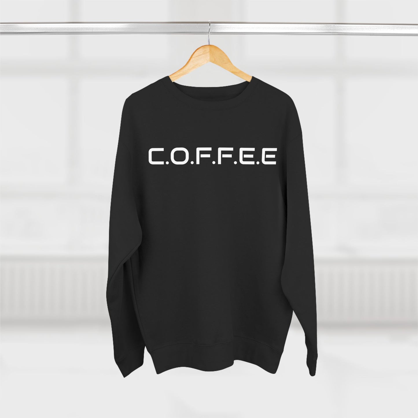 Adult Coffee Christian White Words Only Crewneck