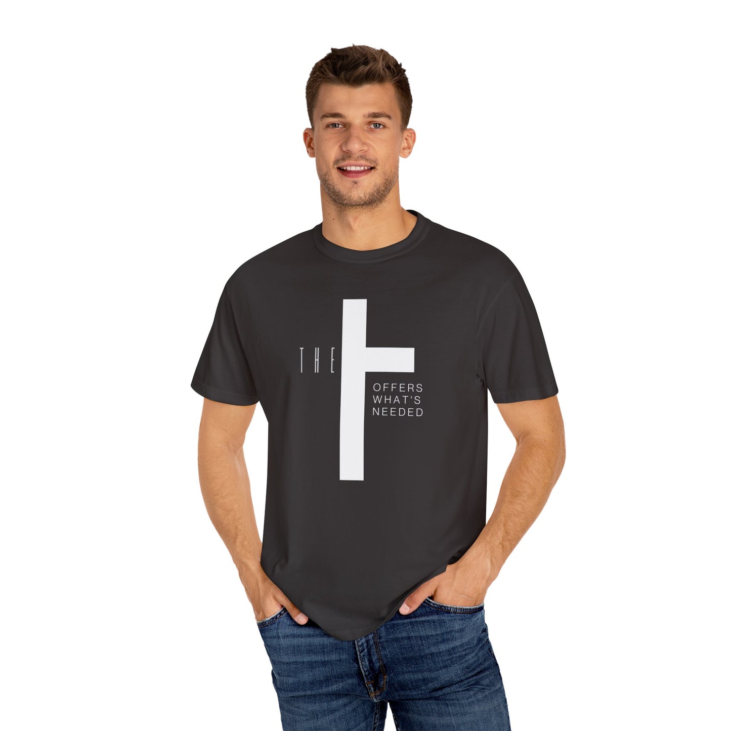 Adult T-Town Christian White Letters & Cross