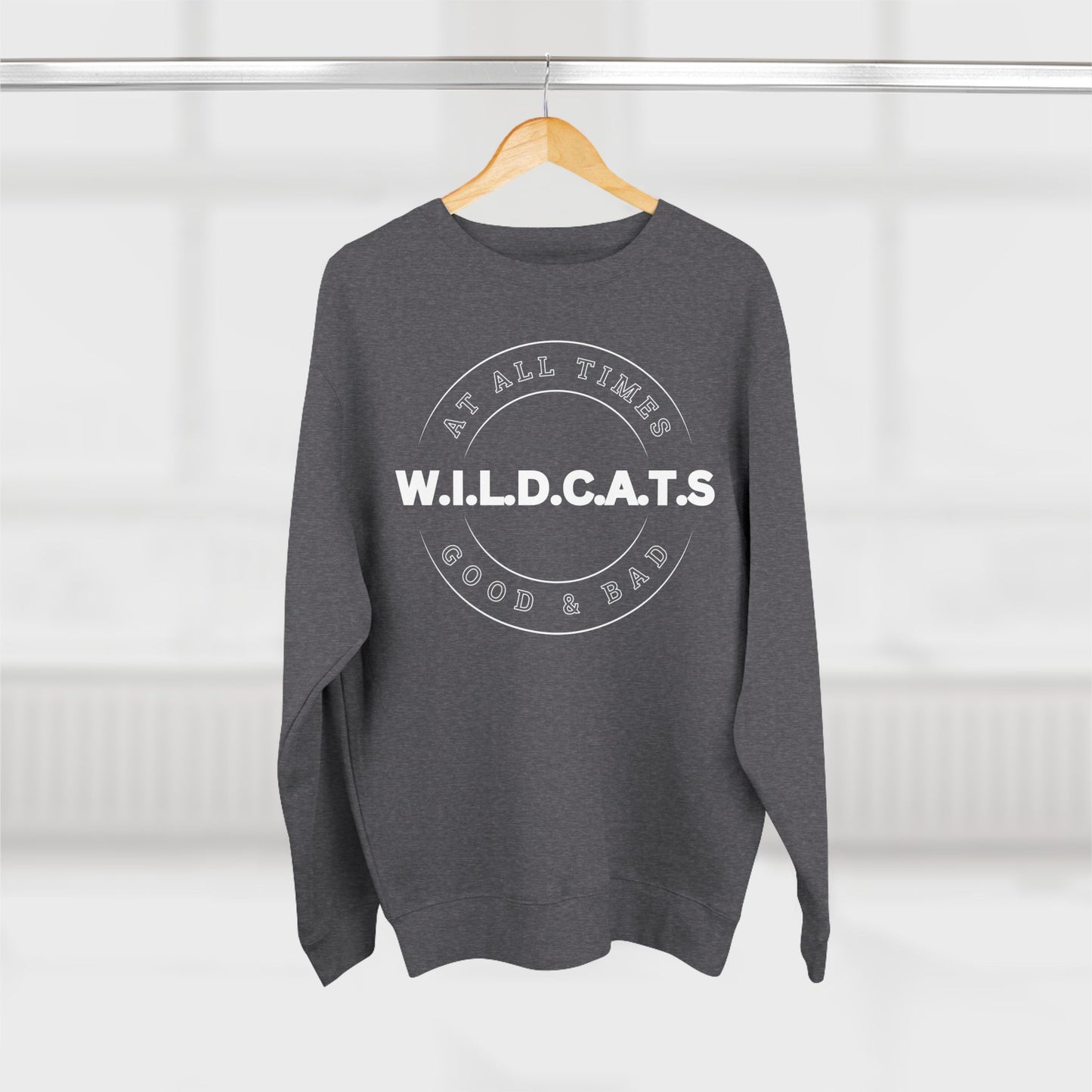 Wildcats Christian White Letters & Picture Crewneck