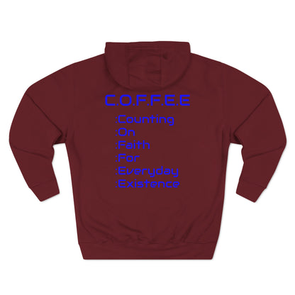 Adult Coffee Christian Blue Words Only Hoodie