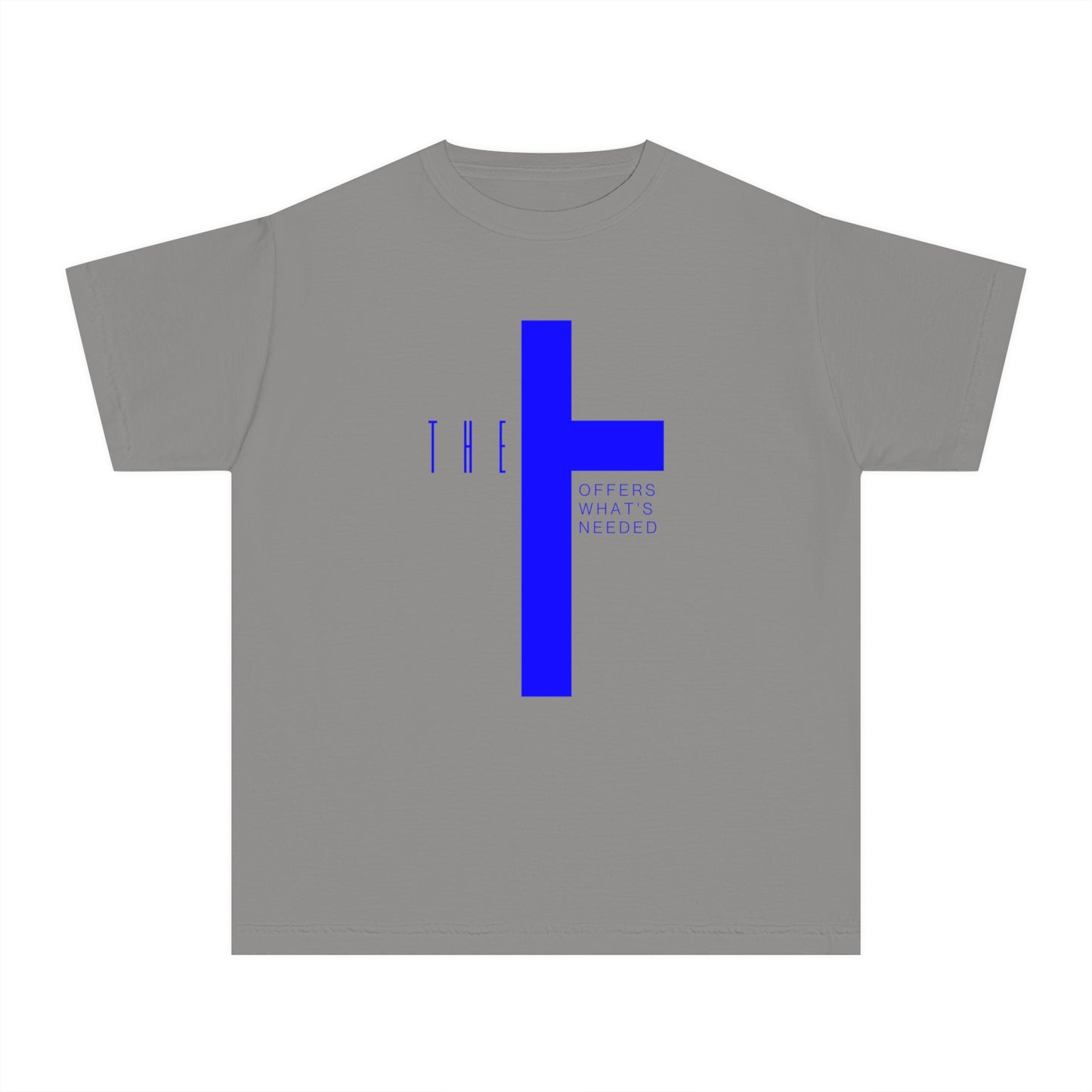 Youth Adult T-Town Christian Blue Letters & Cross