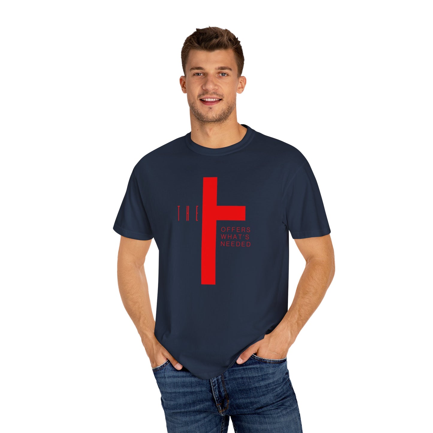 Adult T-Town Christian Red Letters & Cross