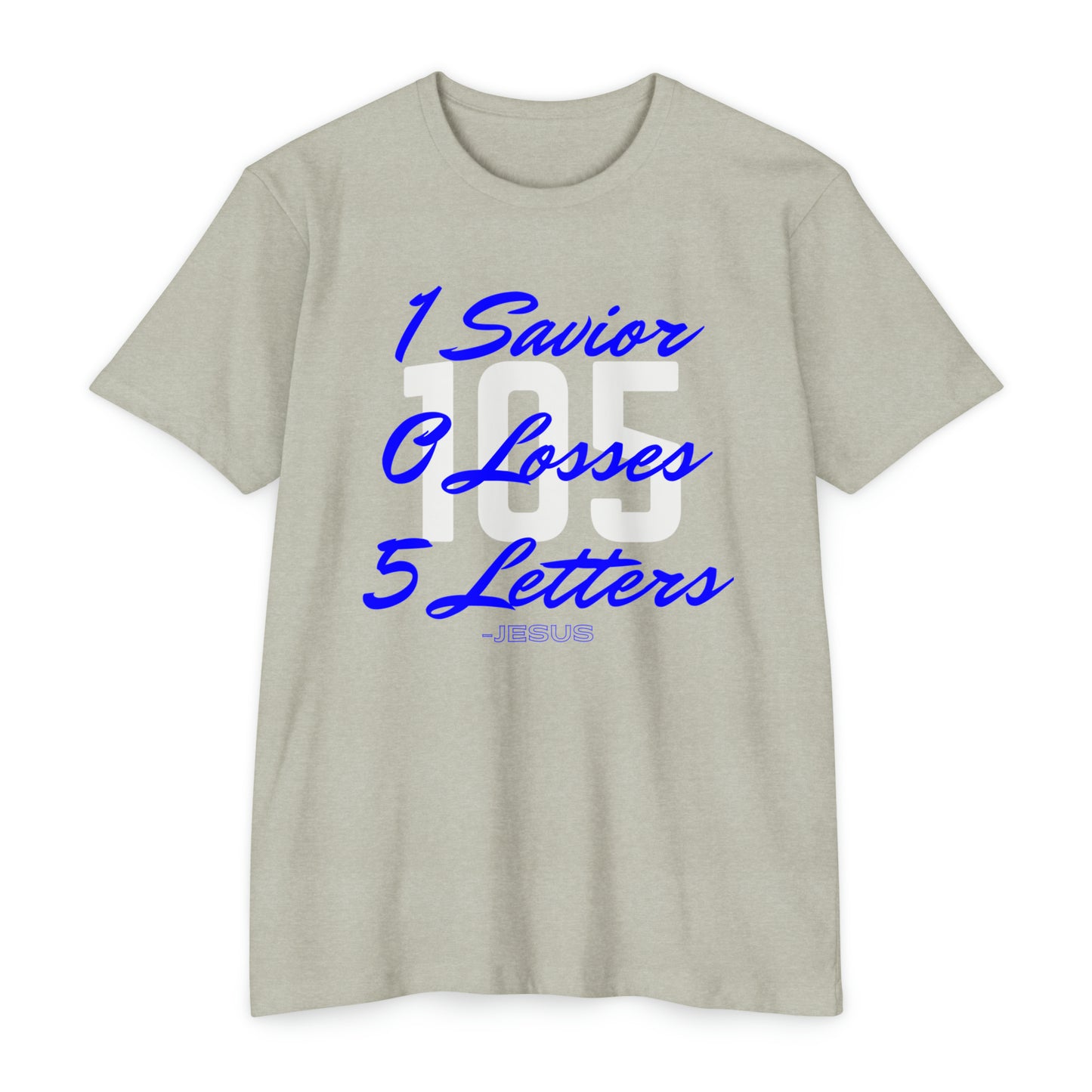 Adult 105 Christian Blue and White Letters Blended