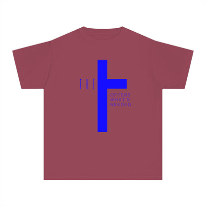 Youth Adult T-Town Christian Blue Letters & Cross